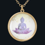 *~* AP33 Purple Buddha Botanical Floral Lotus Gold Plated Necklace<br><div class="desc">(( search id AP33 for similar designs )) Simple and Minimal Abstract Boho Zen Watercolor soft with GOLD areas. There are options in shape and metal plating colours in Silver Plate and Gold Plate. * Energetically Enhanced Bohemian Botanical Garland / Bouquet Floral / Flowers Pastel Modern Popular softly Colourful Zen...</div>
