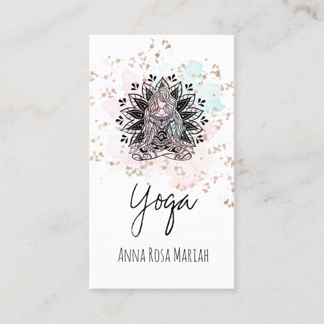 *~* AP33 Rainbow Chakra Spiritual Yoga Glitter Business Card (Front)