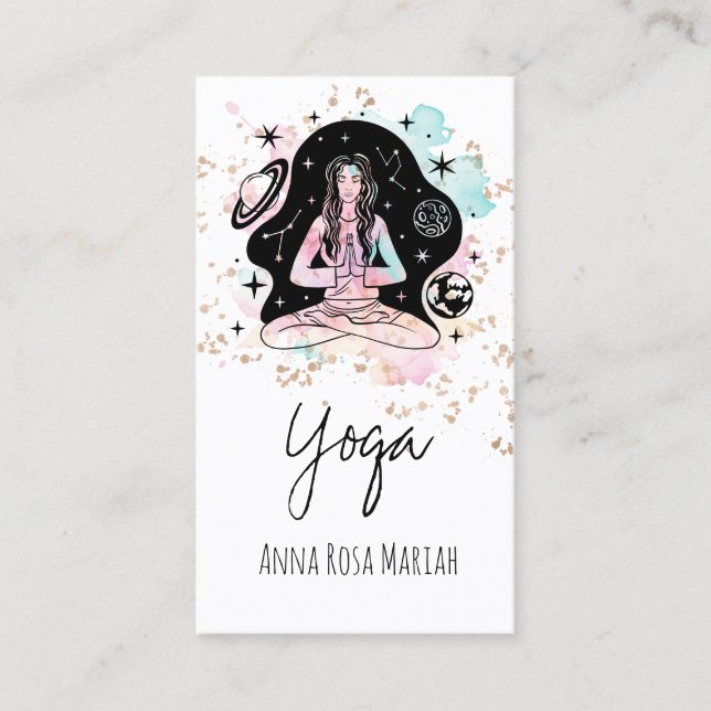 *~* AP33 Yog Rainbow Chakra Spiritual Glitter Business Card (Front)