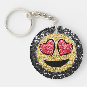 *~* AP40 Heart Shaped Eyes Emoji Key Ring