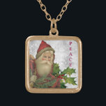 *~* AP40 Vintage Santa and Holly PEACE Gold  Gold Plated Necklace<br><div class="desc">(search AP40 and AP44 for similar items ) * Energetically Enhanced Retro Vintage Saint Nick , ST Nick , Santa Claus , Said Nicholas , Jewellery With Intention (r) Holly and Red Berries / Berry / and saint Nick Nostalgic Old Fashioned Retro Antique Victorian Vintage Santa Claus Saint Nicholas and...</div>
