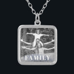 *~* AP42 FAMILY Photo Picture Glitter Silver Silver Plated Necklace<br><div class="desc">SQUARE NECKLACE - GLITTER and White Block Letters (search id AP42 for similar designs on various products ) * Energetically Enhanced remembrance Keepsake memories memory family. Upload your family picture. Right now the text reads "FAMILY" A text area is available. Personalise Customise the font colour , font size actual of...</div>