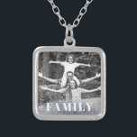 *~* AP42 FAMILY Photo Picture Glitter Silver Silver Plated Necklace<br><div class="desc">SQUARE NECKLACE - GLITTER and White Block Letters (search id AP42 for similar designs on various products ) * Energetically Enhanced remembrance Keepsake memories memory family. Upload your family picture. Right now the text reads "FAMILY" A text area is available. Personalise Customise the font colour , font size actual of...</div>