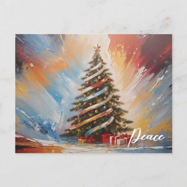 *~* AP44 Abstract Christmas Tree Gifts PHOTO  Holiday Postcard (Front)