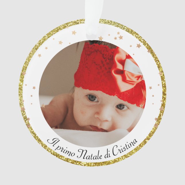 *~* AP44 First Christmas Gold Poinsettia PHOTO Ornament (Front)