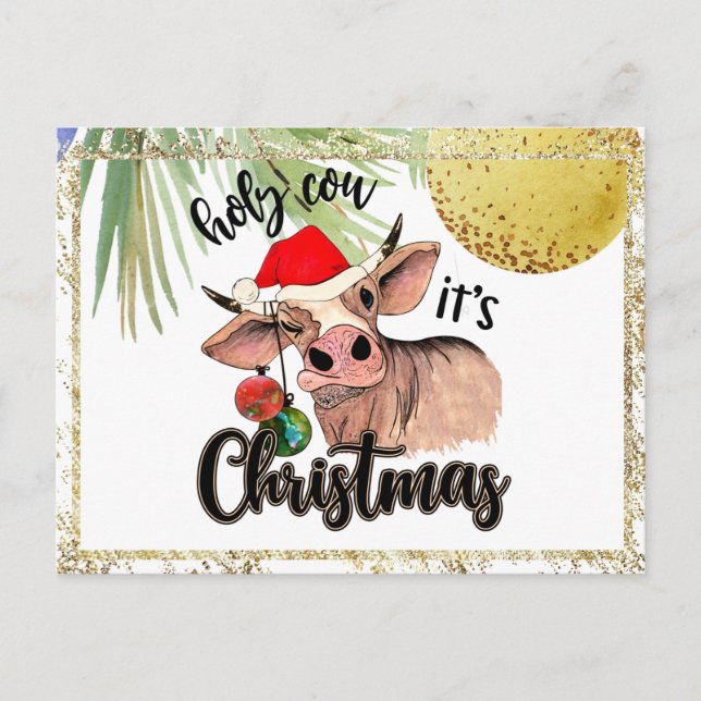 *~* AP44 Holy Cow it's Christmas Balls PHOTO  Holiday Postcard (Front)