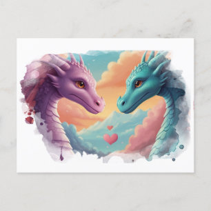 *~AP48 PHOTO Invite Gender Reveal Dragon Artsy Postcard