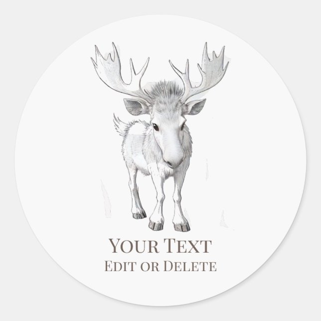 *~* AP49 Cute  Cartoon Rustic Baby MooseSticker Classic Round Sticker (Front)