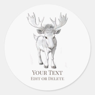 *~* AP49 Cute  Cartoon Rustic Baby MooseSticker Classic Round Sticker