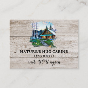 *~* AP49  Rustic Cabin QR Wood Planks Business Card