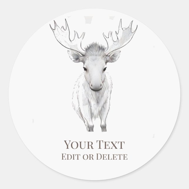 *~* AP49 Sweet Cute Rustic Baby Moose Classic Round Sticker (Front)