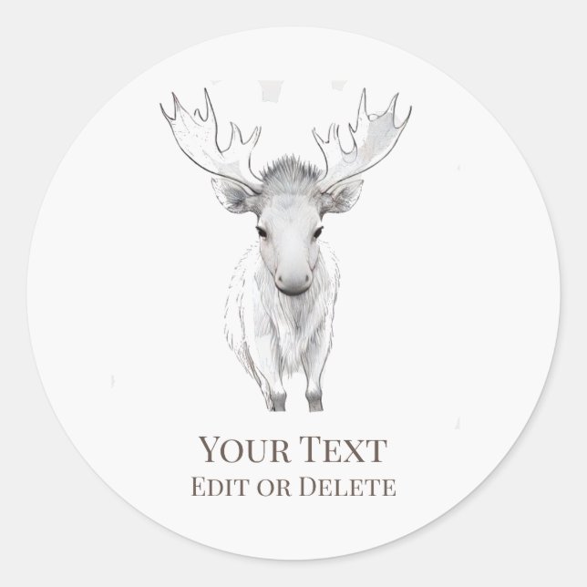 *~* AP49 Sweet Rustic Baby Moose Cute Classic Round Sticker (Front)