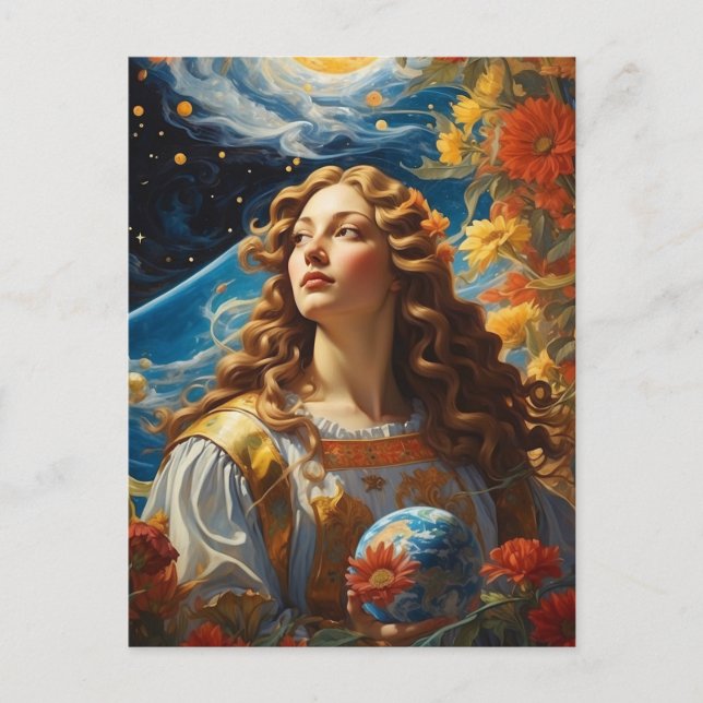 *~* AP50 Fantasy Universe Cosmic Goddess Flower  Postcard (Front)