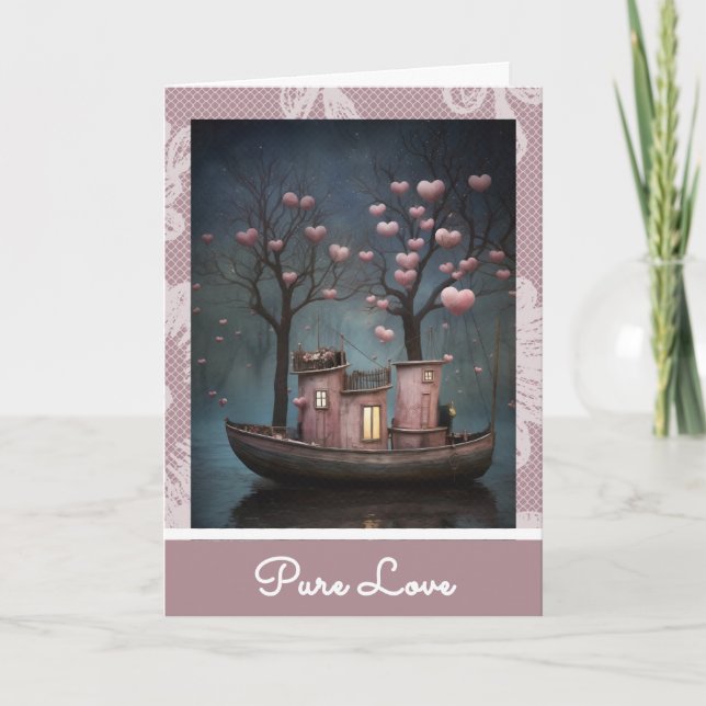 *~* AP51  20 Love Boat Hearts Romantic Valentine Holiday Card (Front)