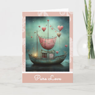 *~* AP51 28 Romantic Love Boat Hearts Valentine  Holiday Card