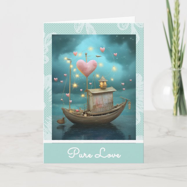 *~* AP51 33  Love Boat Hearts Romantic Valentine Holiday Card (Front)