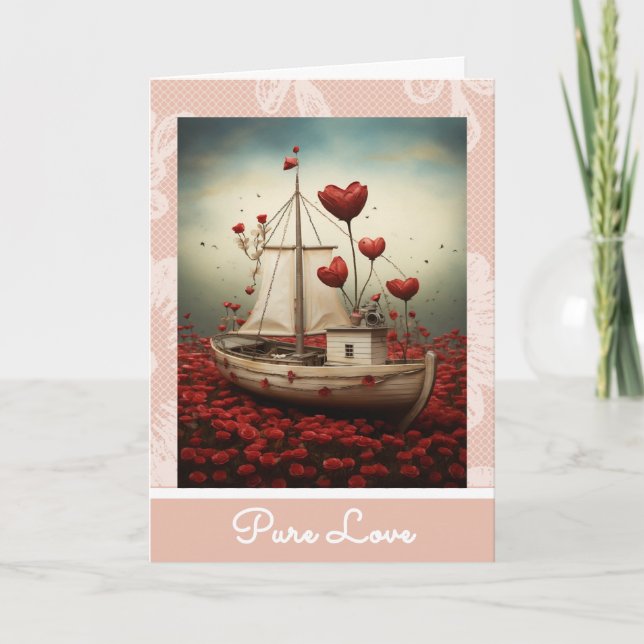 *~* AP51  Love Boat  16 Hearts Romantic Valentine  Holiday Card (Front)