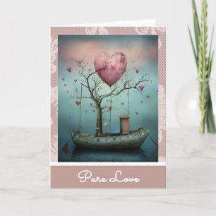 *~* AP51 Romantic Boat Hearts Valentine Serene 18 Holiday Card
