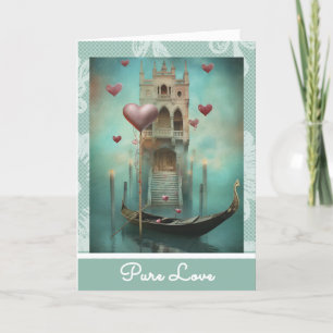 *~* AP51 Romantic Love Boat Hearts Valentine 3 Holiday Card