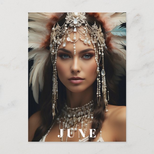 *~ AP53 JUNE Boho BIRTHDAY PEARLS Woman Postcard (Front)