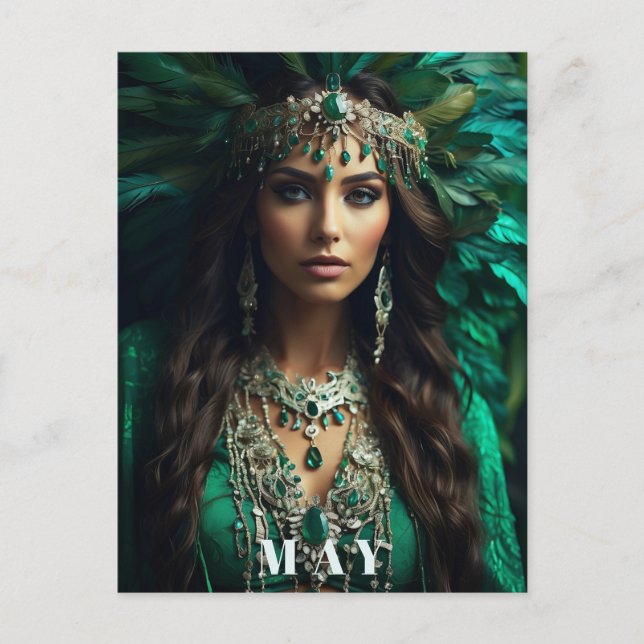 *~ AP53 MAY Goddess BIRTHDAY Emerald Boho Postcard (Front)