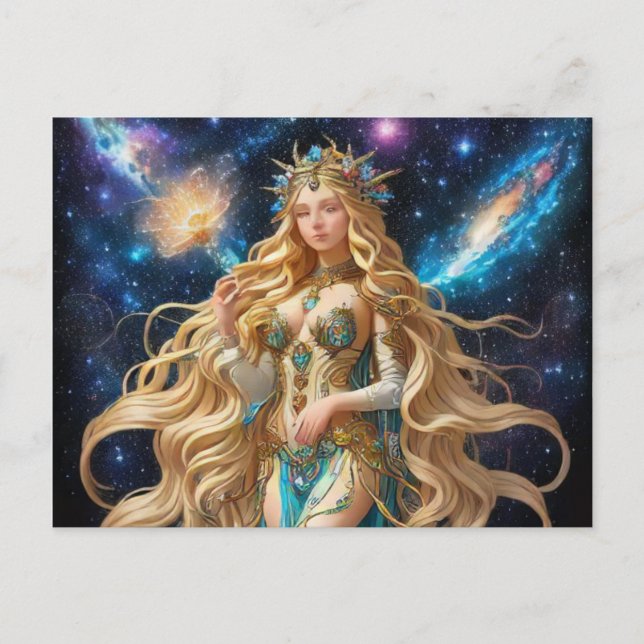 *~* AP58 Galactic Women Fantasy Photo Enlargement Holiday Postcard (Front)