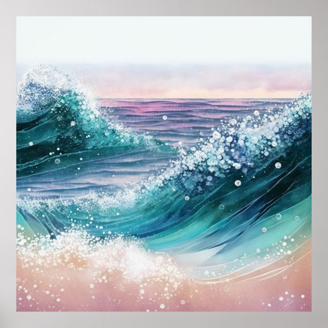 *~* AP60 Wave Sea Sparkle Coastal Ocean Sand Beach Poster (Front)