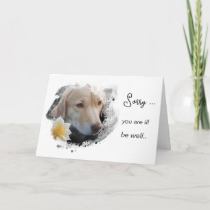 *~ AP61 Get Well Unhappy Sad  Dog Flower  Card