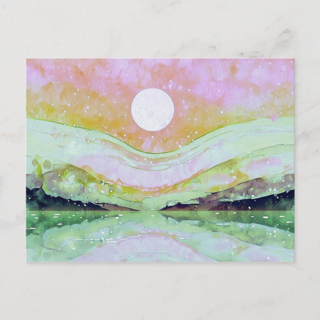 *~* AP67 Pastel Abstract Art Painting Nature Postcard (Front)