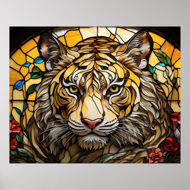 *~* AP68 Fantasy Bold 5:4 TIGER Stained Glass Poster (Front)