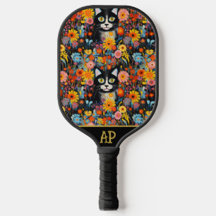 *~* AP68 Floral Whimsical Quirky Cat PHOTO 7 Pickleball Paddle