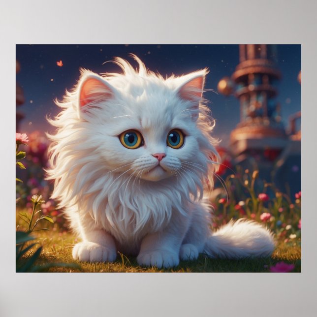 *~*  AP68 Kitty Cat 5:4  Kitten White Long Hair  Poster (Front)