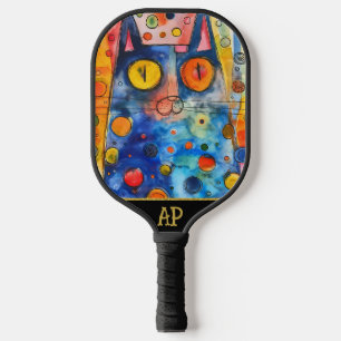 *~* AP68 Whimsical Quirky Cat Vibrant Colourful 1 Pickleball Paddle
