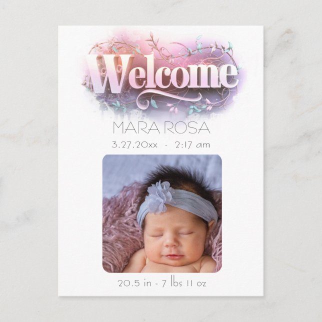 *~* AP79 Baby Newborn Birth Announcement PHOTO (Front)