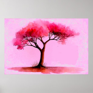 *~* AP81 Modern Artistic Ethereal Pink Tree Poster