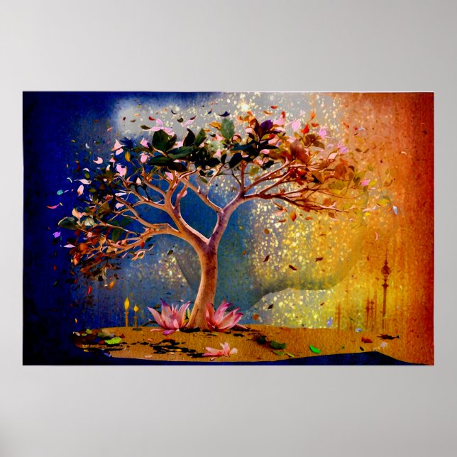 *~* AP81 Modern Artistic  Glitter Ethereal Tree Poster (Front)