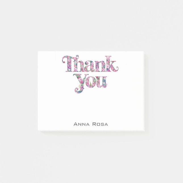 *~* AP85 Floral Gratitude Manifest Thank You 1 Post-it Notes (Front)