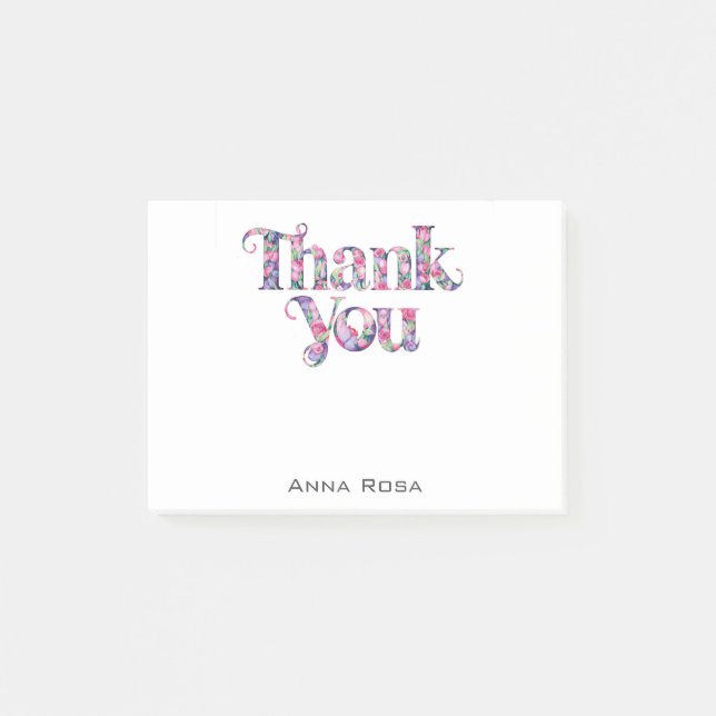 *~* AP85 Floral Gratitude Manifest Thank You Post-it Notes (Front)