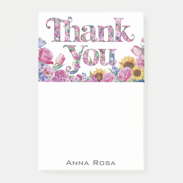 *~* AP85 Flowers Thank You Gratitude + Manifesting Post-it Notes (Front)