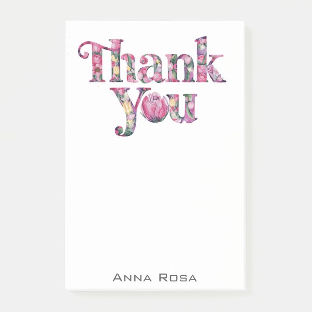 *~* AP85 Thank You Floral Gratitude Manifestation Post-it Notes (Front)