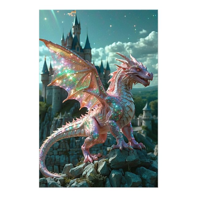 *~* AP88 Castle  Fantasy Dragon Wall Artwork 21 Photo Print (Front)