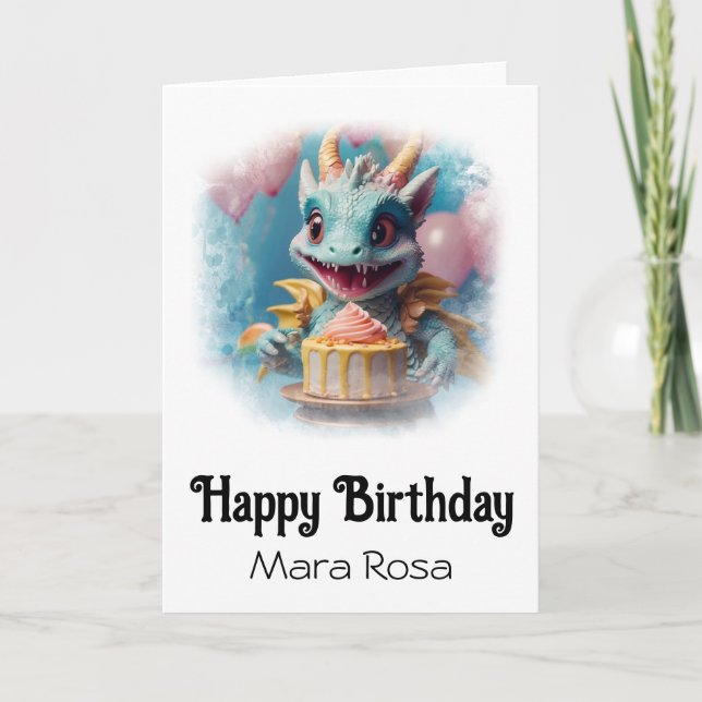 *~* AP88 Cute Baby Dragon Birthday Card (Front)