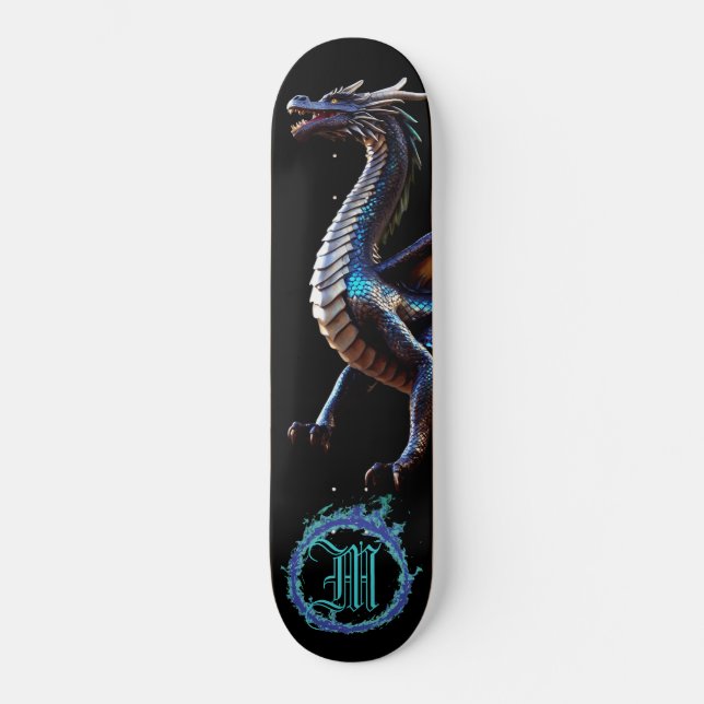*~* AP88 Elemental Metallic Fierce Teal Dragon  Skateboard (Front)