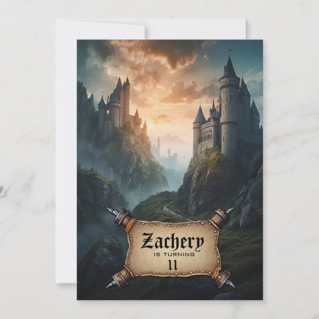 *~* AP88 Fantasy Castles Mediaeval Birthday Invitation (Front)