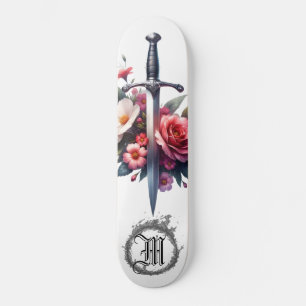 *~* AP88 Fire Mediaeval Sword Flower Floral Skateboard
