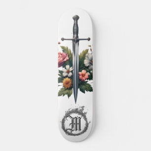 *~* AP88 Mediaeval Sword Flower Floral Fire Skateboard