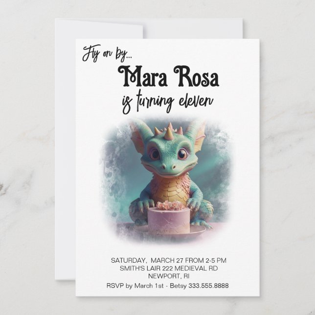 *~* AP88 PHOTO happy Baby Dragon Birthday Party Invitation (Front)