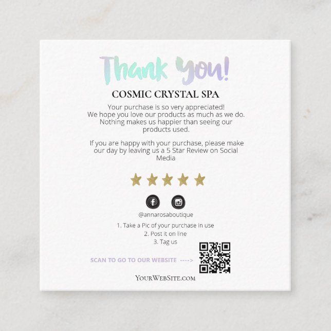 *~* AP8 QR THANK YOU Gold Star Review Enclosure  (Front)