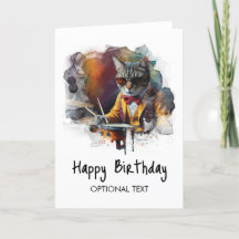 *~* AP91 Hip Cool Kitty DRUMMER Birthday Card