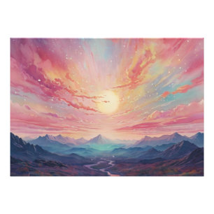 *~* AP93 Dreamscape Sunset Mountains Landscape Photo Print